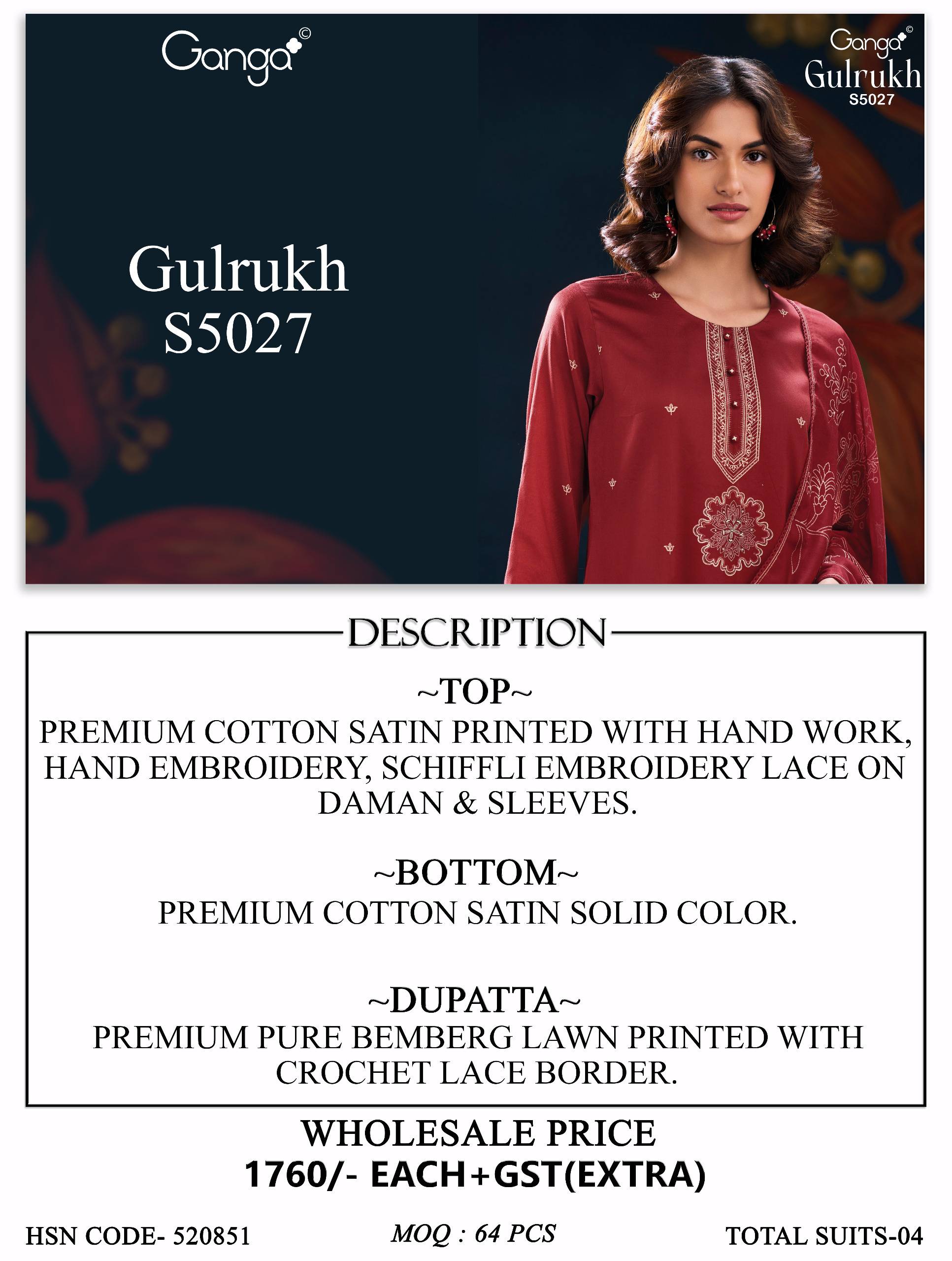 GULRUKH 5027 Series By GANGAFASHION Stylish Beautiful Colourful COTTON SATIN Dresses At Wholesale Price